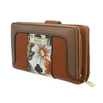 Dames portemonnee met bloemen - bruin