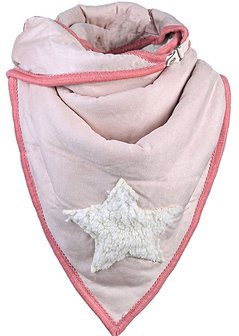 Dames driehoek sjaal met ster en teddy voering - roze