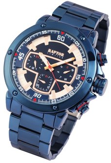 Raptor Watches herenhorloge met stalen band - blauw / ros&eacute;