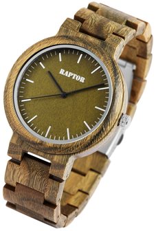 Raptor Watches houten herenhorloge / wood watch - groen / bruin