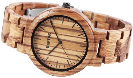 Raptor Watches houten herenhorloge / wood watch - bruin / gestreept