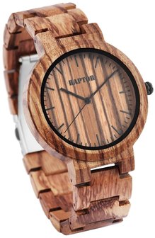 Raptor Watches houten herenhorloge / wood watch - bruin / gestreept