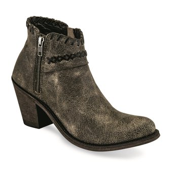 Dames western enkellaarzen / cowboy boots echt leder - vintage charcoal
