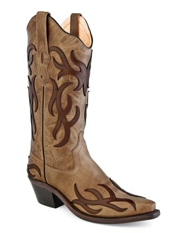 Dames western laarzen / cowboy boots echt leder - tan chocolate