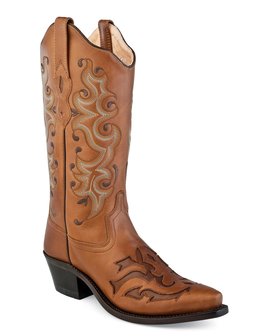 Dames western laarzen / cowboy boots echt leder - pecan chocolate