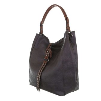Dames tas / handtas met studs en afneembare schouderband - grijs