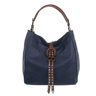 Dames tas / handtas met studs en afneembare schouderband - blauw
