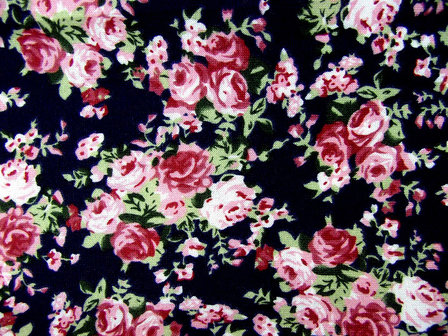 Kolsjaal bloemen - roze / rood / zwart