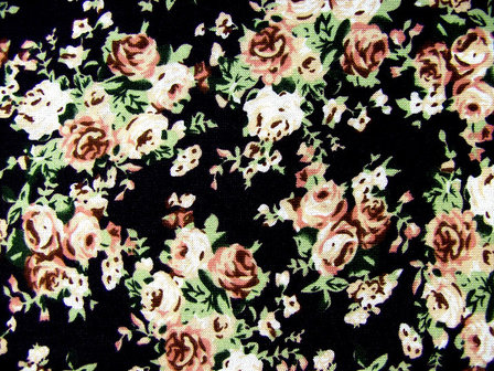 Kolsjaal bloemen - zalm / zwart