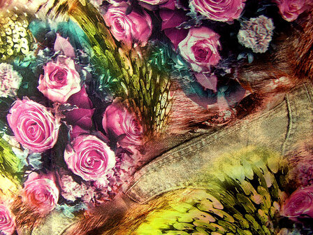 Sjaal multicolor - roze / bruin