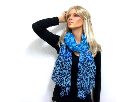 Sjaal panterprint -  blauw