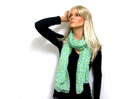 Sjaal panterprint - groen / fluor geel