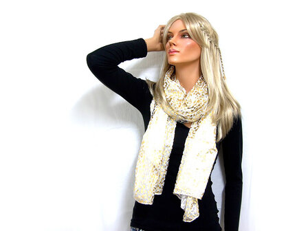 Sjaal panterprint - wit / goud