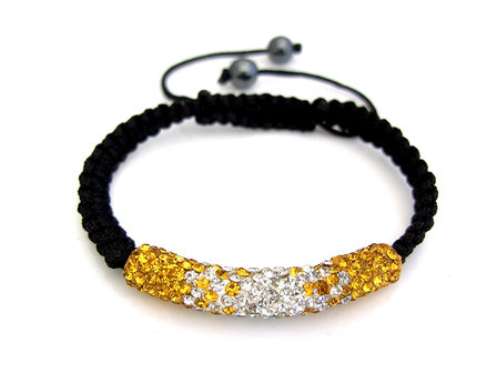 Shamballa tube armband - oranje / geel / wit