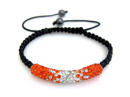 Shamballa tube armband - oranje / wit