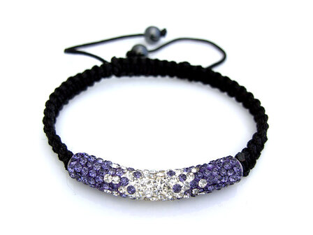 Shamballa tube armband - paars / wit