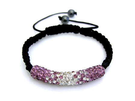 Shamballa tube armband - lila / wit