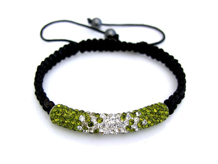 Shamballa tube armband - groen / wit