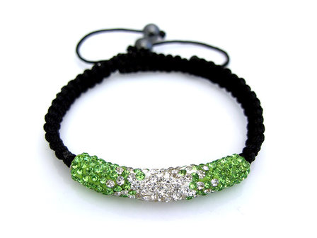 Shamballa tube armband - groen / wit