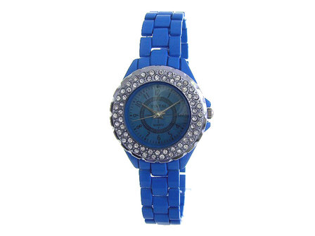 Yintai dameshorloge met stalen band - klein / blauw