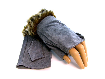 Handschoenen dames echt leder (toploos) - grijs