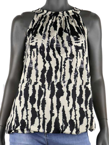 Dames mouwloze top met print - wit / zwart