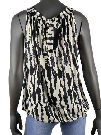 Dames mouwloze top met print - wit / zwart