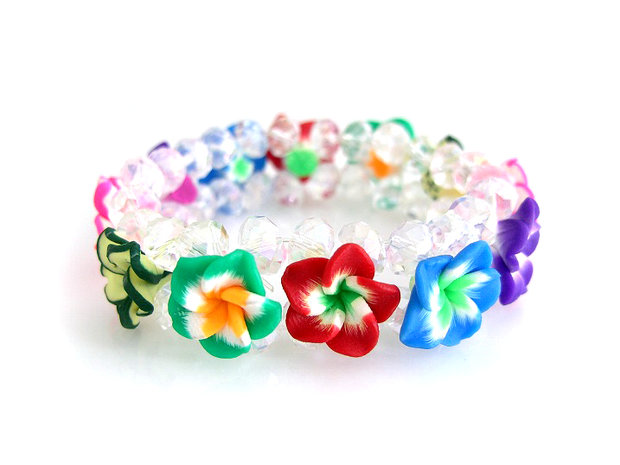Armband fimo bloem - multicolor