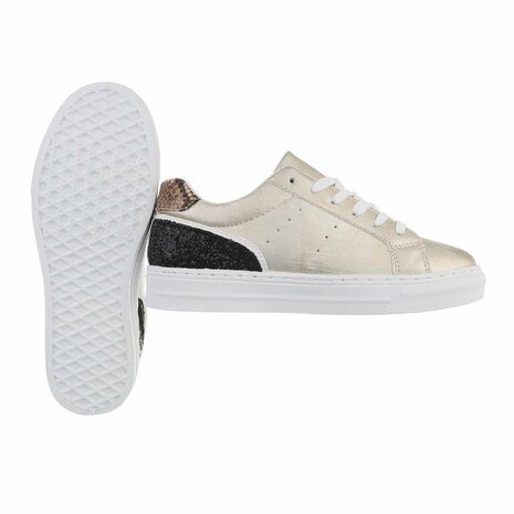 Dames sneakers / lage gympen - goud / slangenprint