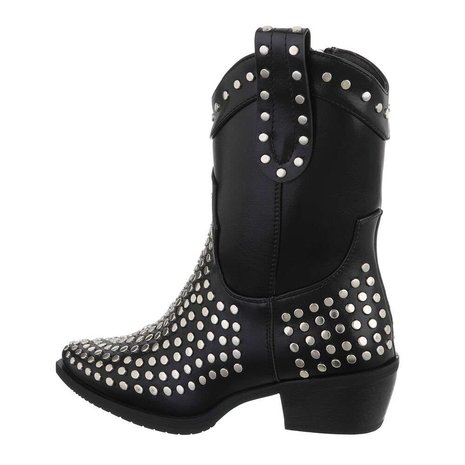 Dames cowboy enkellaarzen / western laarsjes met studs - zwart