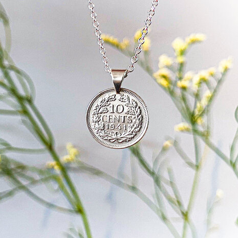 Geluksdubbeltje ketting 925 zilver met wenskaart - 'klein wonder, groot geluk' (geboorte kind)