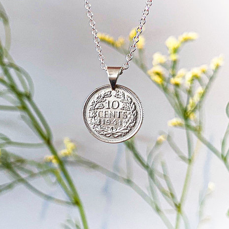 Geluksdubbeltje ketting 925 zilver met wenskaart - 'ik lief jou'