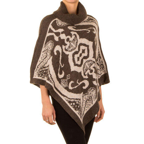 Poncho met Mandarijns design - bruin