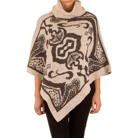 Poncho met Mandarijns design - beige