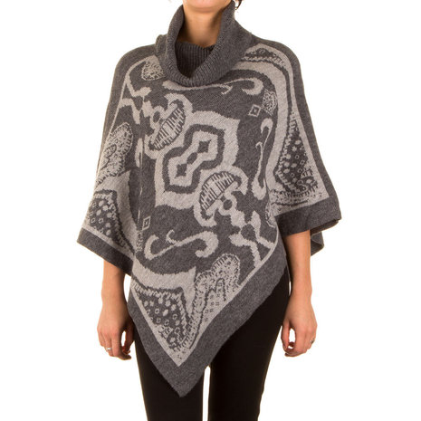 Poncho met Mandarijns design - grijs