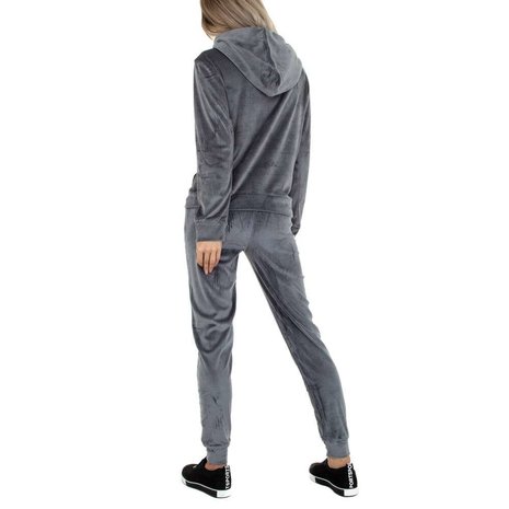 Dames comfy huispak / velvet joggingpak 2-delig - grijs