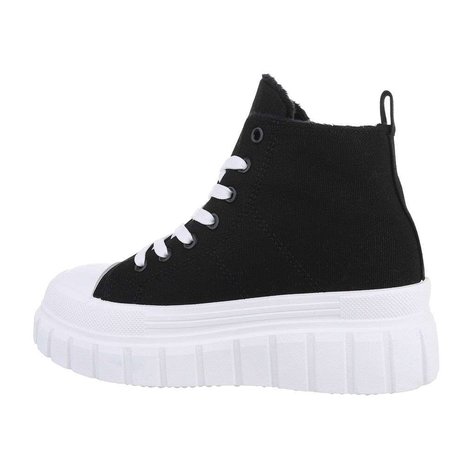 Dames plateau sneakers / gympen met dikke zolen - zwart