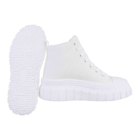 Dames plateau sneakers / gympen met dikke zolen - wit