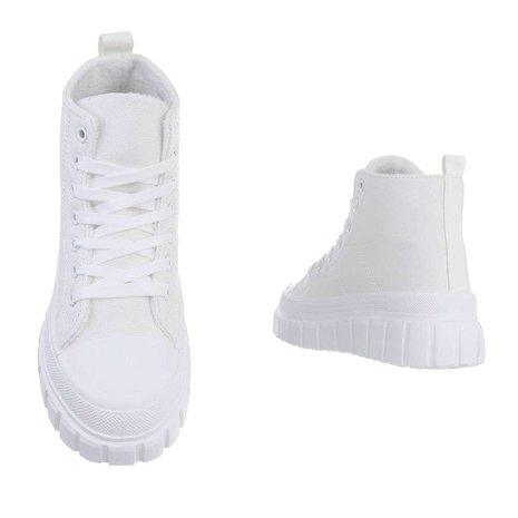 Dames plateau sneakers / gympen met dikke zolen - wit