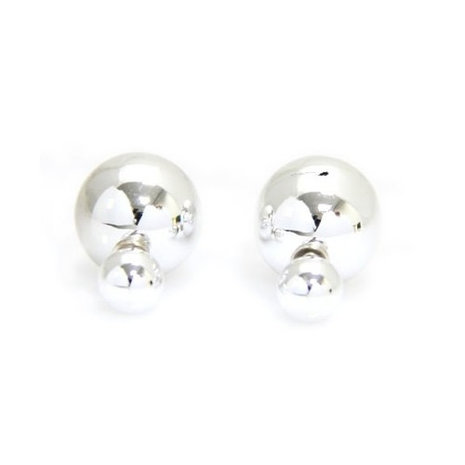 Double Blings (Dots look) oorbellen metallic / spiegel - zilver