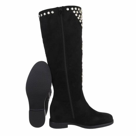 Suede hoge 2025 laarzen zwart dames