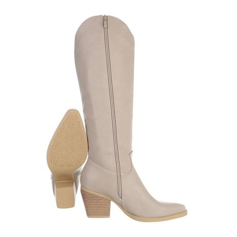 Dames hoge cowboy laarzen / western kuitlaarzen - beige