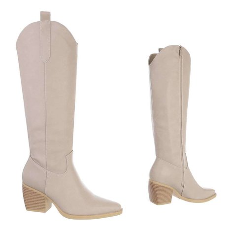 Dames hoge cowboy laarzen / western kuitlaarzen - beige