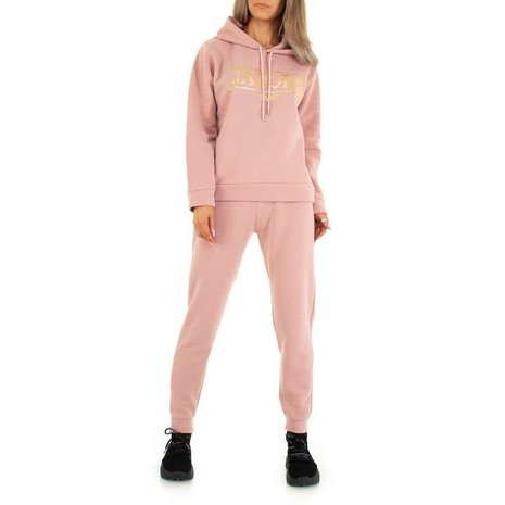 Dames comfy huispak / joggingpak 2-delig - roze