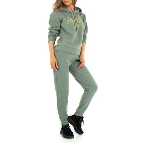 Dames comfy huispak / joggingpak 2-delig - groen