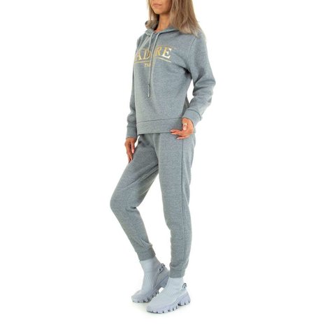 Dames comfy huispak / joggingpak 2-delig - grijs