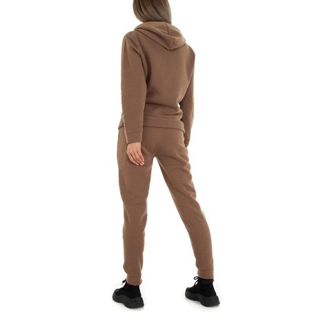 Dames comfy huispak / joggingpak 2-delig - bruin