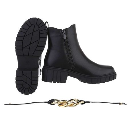 Vader fage Theseus Scheiding Dames enkellaarzen / chelsea boots met ketting - zwart - Lunamex Jewelry &  Fashion