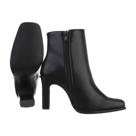 Dames enkellaarzen / high heels laarsjes - zwart