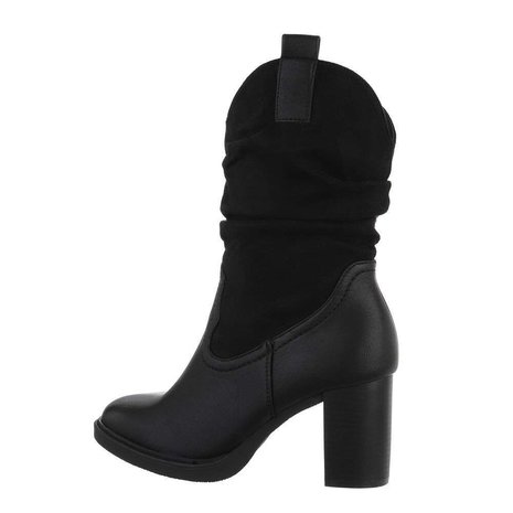 Dames enkellaarzen / high heels laarsjes - zwart